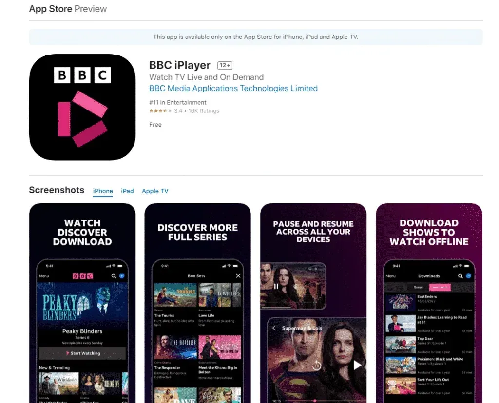 BBC iPlayer 苹果 iOS 端怎么下载?